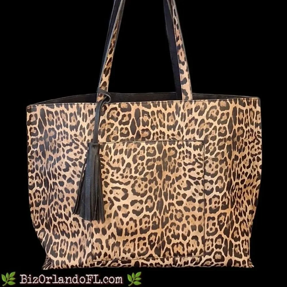Italian Elle Group S.R.L. Marina Galanti Midnight Sonata Leopard Print Soft Tote